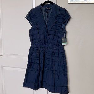 Just Taylor navy cap sleeve cross over dress